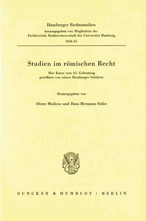 Studien im r&ouml;mischen Recht. - 
