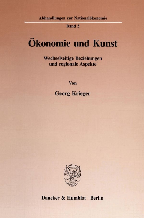 &Ouml;konomie und Kunst. - Georg Krieger