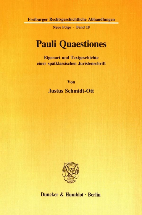 Pauli Quaestiones. - Justus Schmidt-Ott
