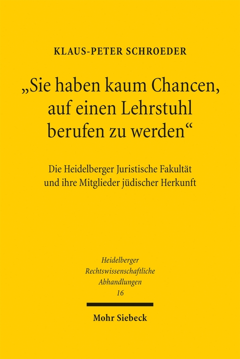 "Sie haben kaum Chancen, auf einen Lehrstuhl berufen zu werden" - Klaus-Peter Schroeder