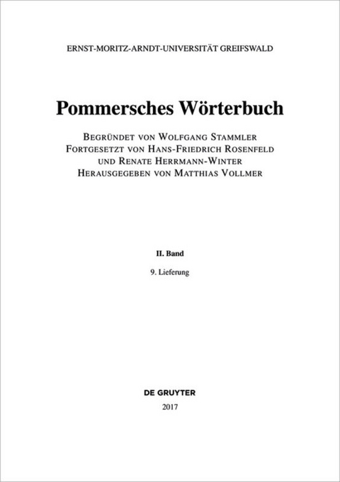 Pommersches W&ouml;rterbuch. Band II, 9. Lieferung - 