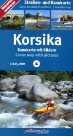 Korsika, Kanukarte mit Bildern. Corsica, Canoe map with pictures