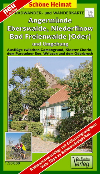 Radwander- und Wanderkarte Angermünde, Eberswalde, Bad&nbsp;Freienwalde&nbsp;(Oder) und Umgebung