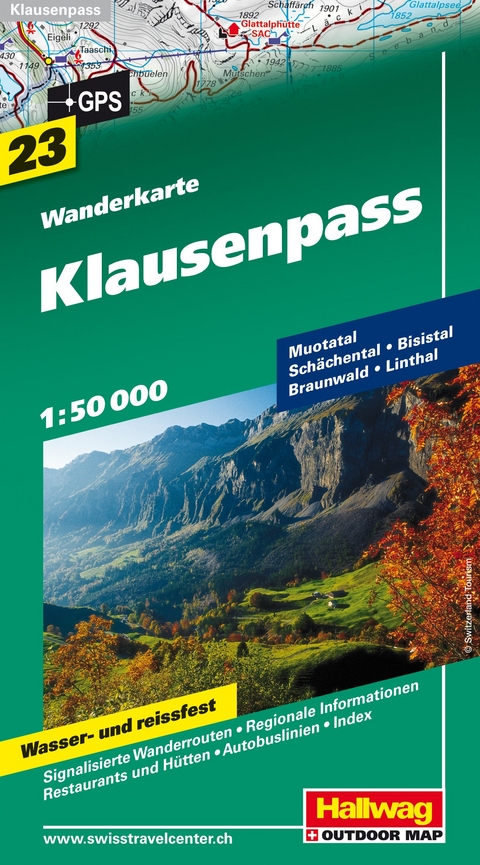 Klausenpass Wanderkarte Nr. 23, 1:50 000