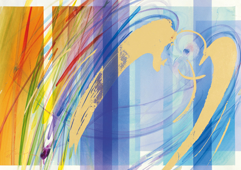 Bote der Hoffnung - Kunst-Faltkarten m.Goldpr&auml;gung ohne Text (5 St&uuml;ck) - 