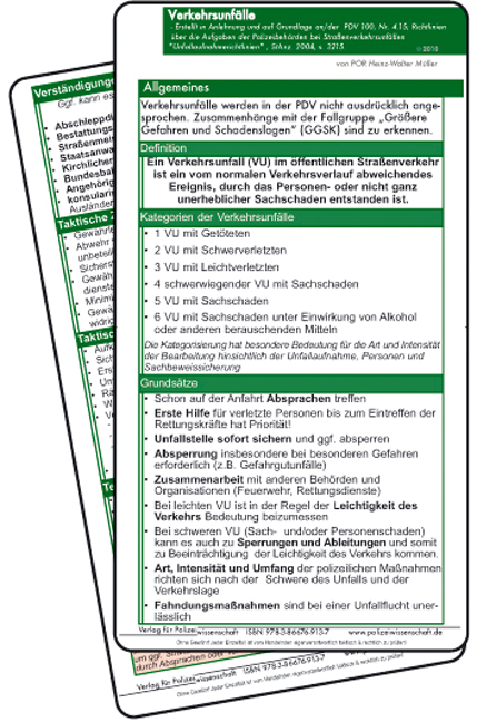 Einsatzkarten Einsatzlehre - Verkehrsunf&auml;lle - Heinz W M&uuml;ller