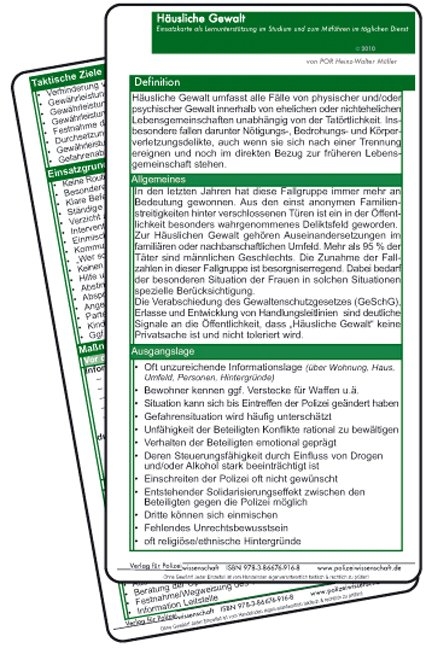 Einsatzkarte Einsatzlehre - H&auml;usliche Gewalt - Heinz Walter M&uuml;ller
