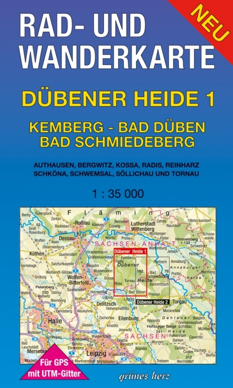 Rad- und Wanderkarte D&uuml;bener Heide 1: Kemberg, Bad D&uuml;ben, Bad Schmiedeberg - 