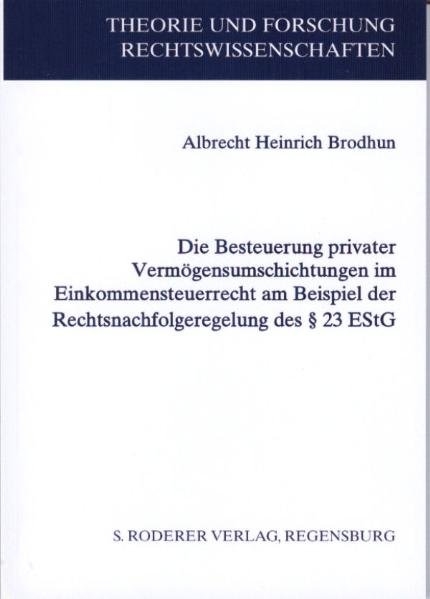 Die Besteuerung privater Verm&ouml;gensumschichtungen im Einkommensteuerrecht am Beispiel der Rechtsnachfolgeregelung des &sect; 23 EStG - Albrecht H Brodhun