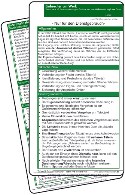 Einsatzkarte Einsatzlehre - Einbrecher am Werk - Heinz W M&uuml;ller