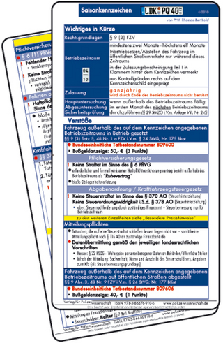 Einsatzkarte Fahrzeug-Zulassungsverordnung - Saisonkennzeichen