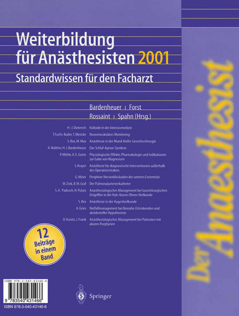 Der Anaesthesist Weiterbildung f&uuml;r An&auml;sthesisten 1997 - 