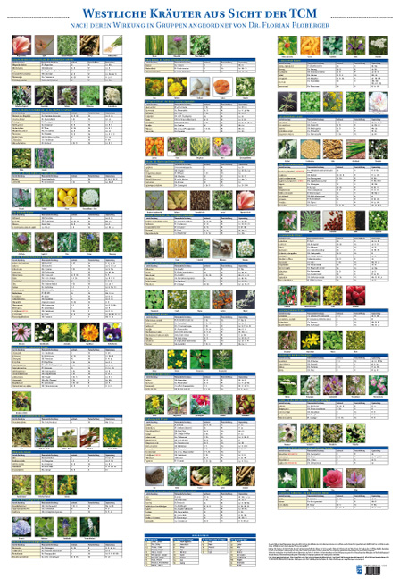 Plakat Westliche Kr&auml;uter aus Sicht der TCM mit 122 Abbildungen - Florian Ploberger