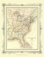 H Collins Map of United States 1852