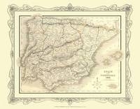 H Collins Map of Spain and Portugal 1852 - H. Collins