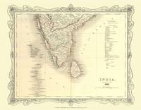 H Collins Map of Southern India 1852 - H. Collins