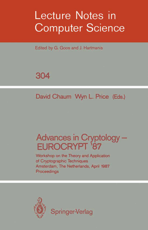 Advances in Cryptology &ndash; EUROCRYPT '87 - 
