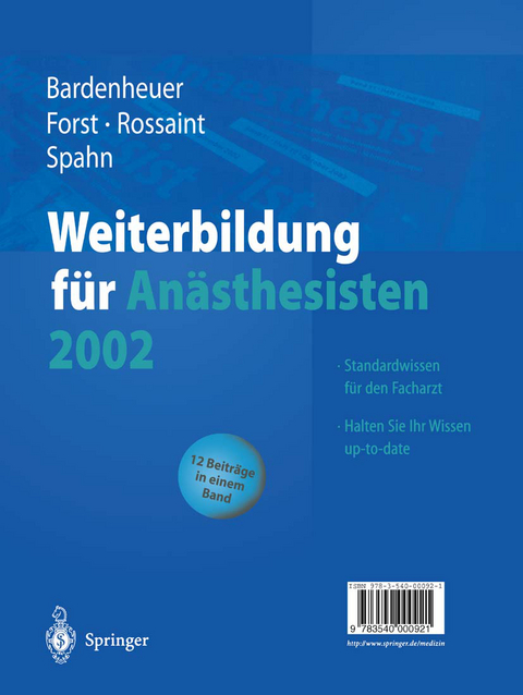 Weiterbildung f&uuml;r An&auml;sthesisten 2002 - 
