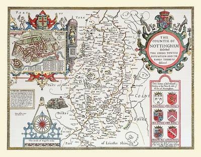 John Speed's Map of Nottinghamshire 1611 - John Speed