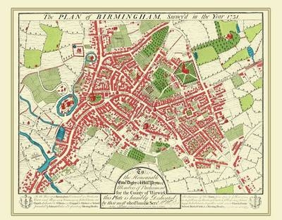 William Westley's 30" x 25" Poster Map of Birmingham 1731 - William Westley