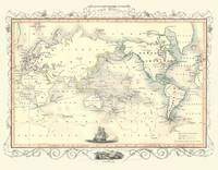 John Tallis Map of Captain Cooks Voyages Produced in 1851