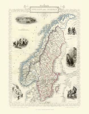John Tallis Map of Norway and Sweden 1851