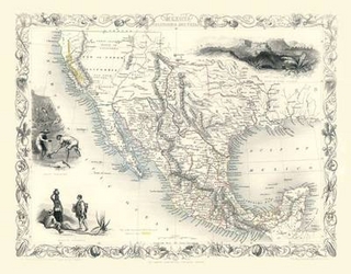 John Tallis Map of Mexico, California and Texas 1851