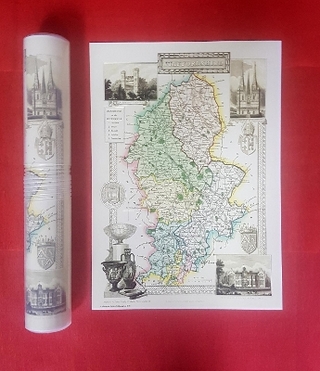 Staffordshire 1837 by Thomas Moule - Old Map Supplied Rolled in a Clear Two Part Screw Presentation Tube - Print Size 45cm x 32cm