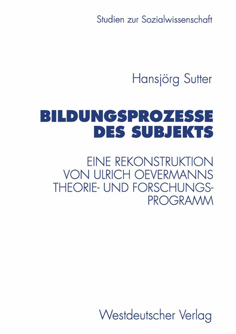 Bildungsprozesse des Subjekts - Hansj&ouml;rg Sutter