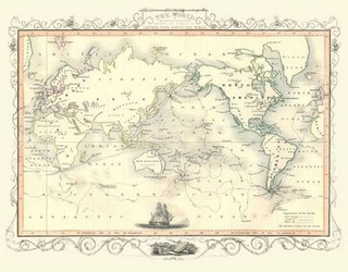 John Tallis Map of Captain Cook's Voyages Published 1851