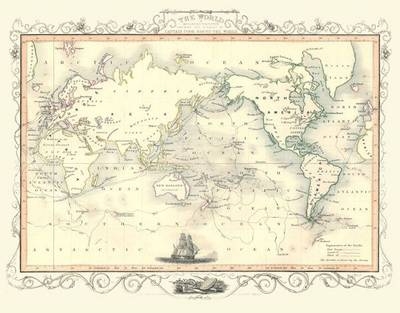 John Tallis Map of Captain Cook's Voyages Published 1851 - John Tallis
