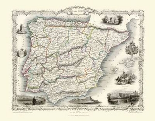 John Tallis Map of Spain and Portugal 1851