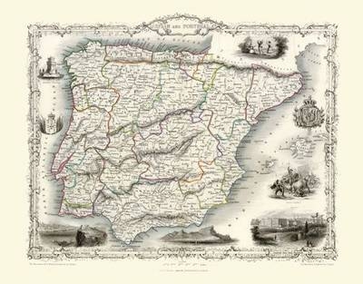 John Tallis Map of Spain and Portugal 1851 - John Tallis
