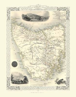 John Tallis Map of Tazmania 1851