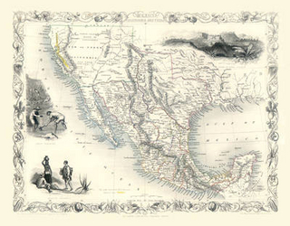 John Tallis Map of Mexico, California and Texas 1851