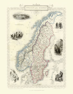John Tallis of Map of Norway and Sweden 1851 - John Tallis