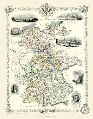 John Tallis Map of Germany 1851