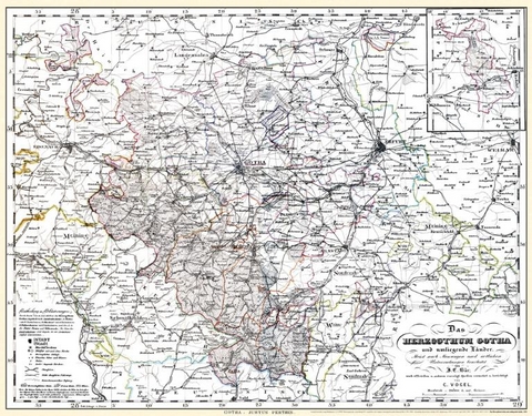 Historische Karte: Herzogtum Gotha 1858 (Plano) - Joseph Christoph B&auml;r
