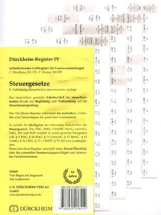Steuergesetze: 204 bedruckte Griffregister für Steuergesetze
