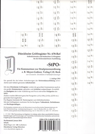 StPO Meyer-Goßner, Assessor/in Dürckheim-Griffregister Nr. 678-Ref / z.B. für den Schönfelder oder den Kommentar Meyer-Goßner 2016/2017