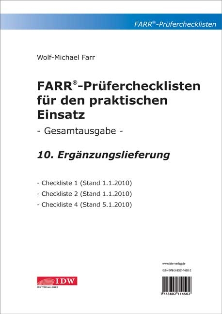 FARR Pr&uuml;ferchecklisten f&uuml;r den praktischen Einsatz - Gesamtausgabe - Wolf-Michael Farr