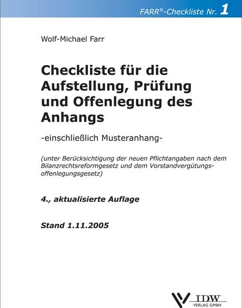 Checkliste f&uuml;r die Aufstellung und Pr&uuml;fung des Anhangs - Wolf M Farr