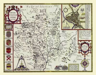 John Speed Map of Worcestershire 1611 -  Historical Images Ltd, John Speed