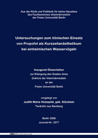Untersuchungen zum klinischen Einsatz von Propofolals Kurzzeitanästhetikum bei einheimischen Wasservögeln