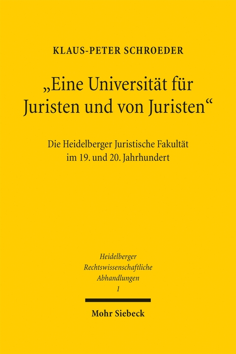 "Eine Universit&auml;t f&uuml;r Juristen und von Juristen" - Klaus-Peter Schroeder
