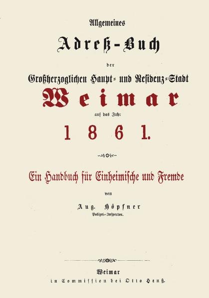 Einwohnerbuch Adre&szlig;buch der Stadt WEIMAR 1861 in Th&uuml;ringen - 