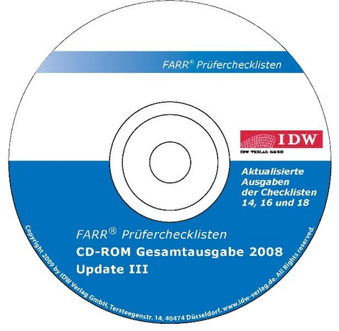 FARR Pr&uuml;ferchecklisten CD-ROM Gesamtausgabe 2008 Update III - Wolf M Farr
