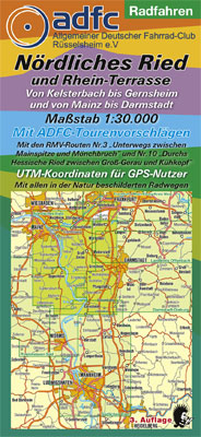 Radwanderkarte - Radfahren - N&ouml;rdliches Ried und Rhein-Terrasse - Michael Messer