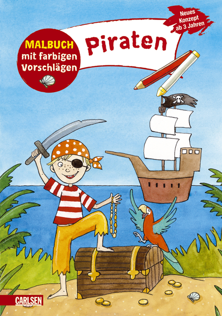 Malbuch mit farbigen Vorschl&auml;gen: Piraten