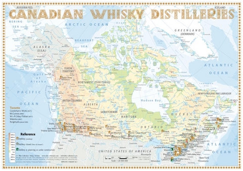 Whisky Distilleries Canada - Tasting Map 34x24cm - R&uuml;diger J&ouml;rg Hirst